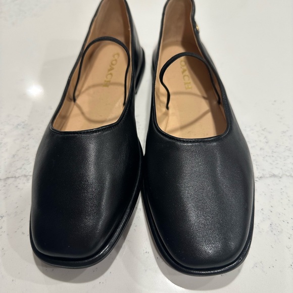 Coach Emilia Mary Jane Flat 🌻NEW🌻 Black Leather - Picture 4 of 9